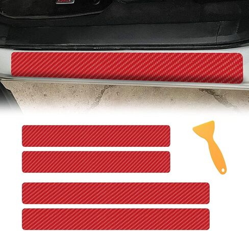4PCS Car Door Sill Protector, Car Door Threshold Protection, Door Steps Covers Scratch Pad Protective Films, Carbon Fiber Welcome Pedal Scratch Cover Sticker Suitable for Car SUV Truck (White) in Saudi Arabia
