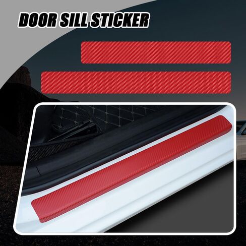 4PCS Car Door Sill Protector, Car Door Threshold Protection, Door Steps Covers Scratch Pad Protective Films, Carbon Fiber Welcome Pedal Scratch Cover Sticker Suitable for Car SUV Truck (White) in Saudi Arabia