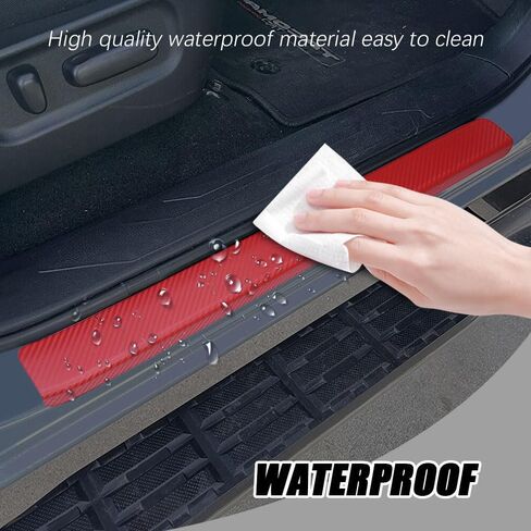 4PCS Car Door Sill Protector, Car Door Threshold Protection, Door Steps Covers Scratch Pad Protective Films, Carbon Fiber Welcome Pedal Scratch Cover Sticker Suitable for Car SUV Truck (White) in Saudi Arabia