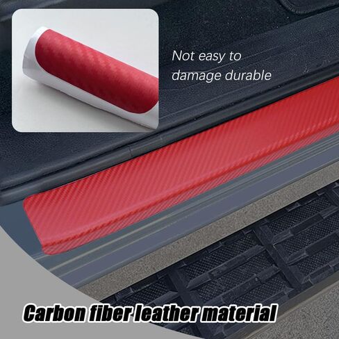 4PCS Car Door Sill Protector, Car Door Threshold Protection, Door Steps Covers Scratch Pad Protective Films, Carbon Fiber Welcome Pedal Scratch Cover Sticker Suitable for Car SUV Truck (White) in Saudi Arabia