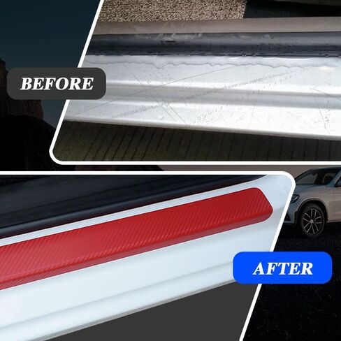 4PCS Car Door Sill Protector, Car Door Threshold Protection, Door Steps Covers Scratch Pad Protective Films, Carbon Fiber Welcome Pedal Scratch Cover Sticker Suitable for Car SUV Truck (White) in Saudi Arabia