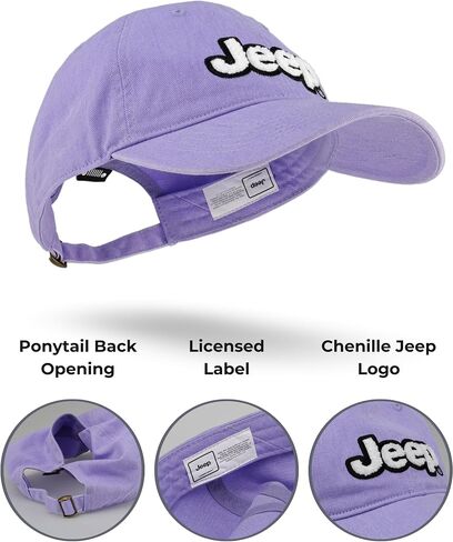 Jeep Ladies Chenille Embroidered Text Logo Garment Washed Twill Baseball Cap with Adjustable Strap and Grille Logo tag in Saudi Arabia