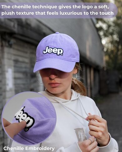 Jeep Ladies Chenille Embroidered Text Logo Garment Washed Twill Baseball Cap with Adjustable Strap and Grille Logo tag in Saudi Arabia