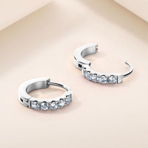 TDEBA Birthstone Hoop Earrings for Women, Silver 14k Plated Gold Mini Hoop Earrings, Cubic Zirconia Huggie Hoop Earrings, Cartilage Piercing Earrings, Birthday Jewelry in Saudi Arabia