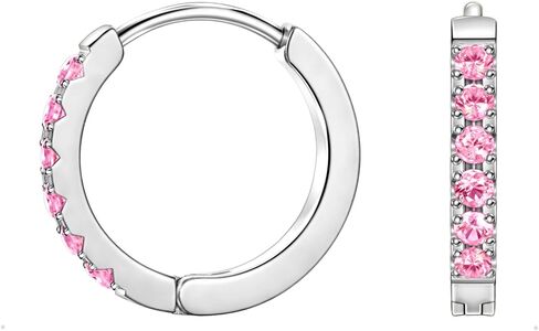 TDEBA Birthstone Hoop Earrings for Women, Silver 14k Plated Gold Mini Hoop Earrings, Cubic Zirconia Huggie Hoop Earrings, Cartilage Piercing Earrings, Birthday Jewelry in Saudi Arabia