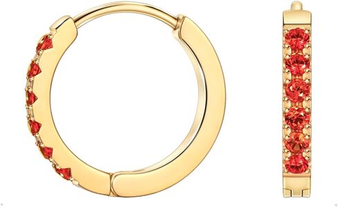 TDEBA Birthstone Hoop Earrings for Women, Silver 14k Plated Gold Mini Hoop Earrings, Cubic Zirconia Huggie Hoop Earrings, Cartilage Piercing Earrings, Birthday Jewelry in Saudi Arabia