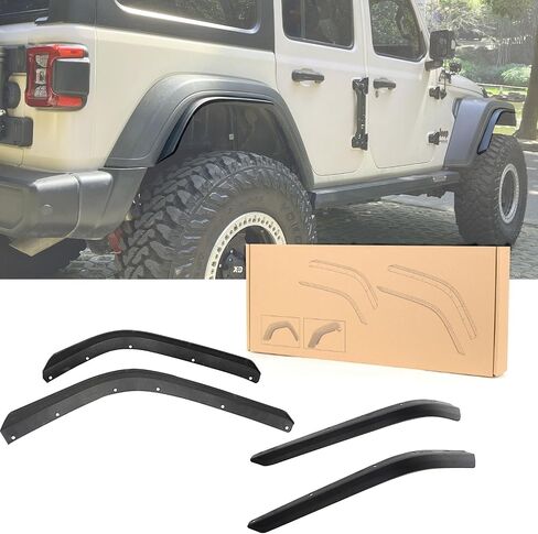4 PCS JL Front & Rear Fender Flares Compatible with 2018-2023 Jeep Wrangler JL & JLU Unlimited Sahara (Not Fit High Clearance Fender Flares,Not fit 4xe)) in Saudi Arabia