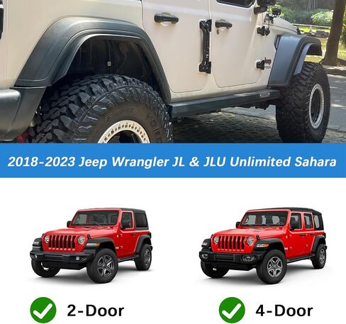 4 PCS JL Front & Rear Fender Flares Compatible with 2018-2023 Jeep Wrangler JL & JLU Unlimited Sahara (Not Fit High Clearance Fender Flares,Not fit 4xe)) in Saudi Arabia