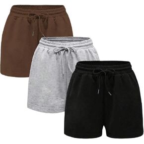 Floerns Women's 3 Pcs Drawstring Waist Pajama Bottom Solid Lounge Shorts
