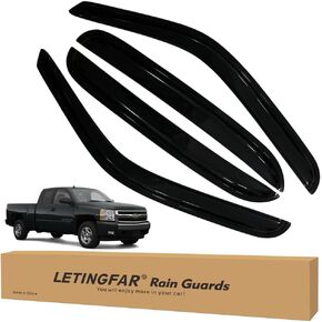 Tape-on Rain Guards for 2001-2007 Chevy Silverado/GMC Sierra 1500 Crew Cab, for 2001-2007 Silverado/Sierra 1500 Crew Cab Accessories，Side Vent Visors Shades Window Deflectors for Silverado/Sierra
