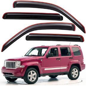 Lightronic WV194964 in-Channel Side Window Deflectors Visors Vent Rain Guards, Dark Smoke, 4-Pieces Set, Fits 2008-2013 Jeep Liberty