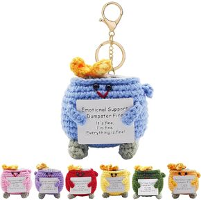 Emotional Support Dumpster Fire Crochet Keychains, Cute Keychain, Emotional Support Crochet Dumpster Fire Keychain