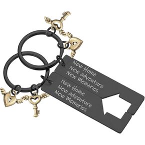 New Home Keychains Housewarming Gift - New House Key Lock Pendant Keyring for Homeowners Couple Family Closing Present