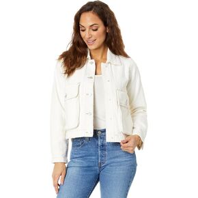 [BLANKNYC] Womens Ecru Cropped Punch Hole Shirt Jacket With PocketsJACKET
