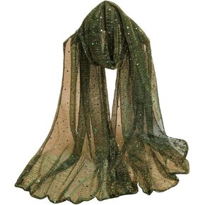 Floerns Women's Sequin Bandana Square Scarf Silk Scarves Mesh Shawl and Wrap