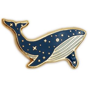 Blue Whale with Stars Lapel Pin, Ocean Gifts, Sea Enamel Brooch Accessories for Women