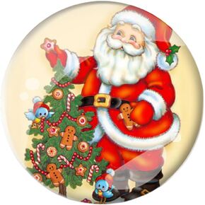 Vintage Christmas Brooch Crystal Embossed Round Button Pin Santa Claus Christmas Tree Jingle Bell Glass Button Brooch Christmas Sweater Party Accessories Novelty Button Pin Christmas Holiday Party Jewelry for Women