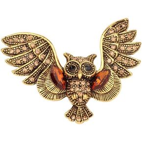 Kokoma Retro Owl Brooch Pin for Women Men Rhinestone CZ Vintage Bird Badge Lapel Pins Corsage Animal Badge Shawl Clip Pins for Cloth Suit Dress Accessories
