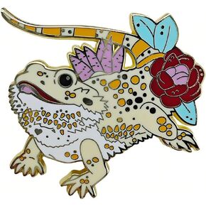 Kawaii Animal Enamel Lapel Pin, Yellow Lizard Badge Reptile Lover Gift for Girls, Teens, Women, Kids, Adults, Unisex