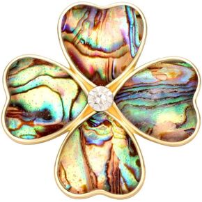 Four Heart Leaf Abalone Shell Flower Magnetic Clip Holder Brooch Jewelry