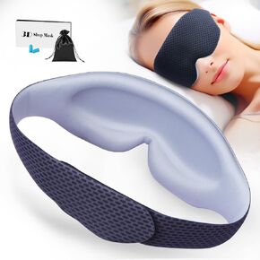 Sleep Mask for Women & Men - 100% Light-Blocking, Comfortably Adjustable - 3D Contour Sleeping Eye Mask Cover for Travel, Yoga, Napping, and Shift Work (Grid-Gray)