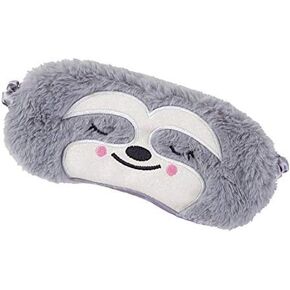 Gray Cute Sloth Sleeping Mask, Soft Fluffy Plush Blindfold Funny Novelty Animal Sleep Mask Eye Cover Eyeshade for Kids Girls Boys Women Men Night Nap Travel Meditation Sleep and Snoring