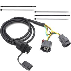 Custom Fit Vehicle Wiring Harness with 4 Way Flat Trailer Connector Fits for 2007-2018 Jeep Wrangler and JK Plug-in Simple Taillight Tow Harness