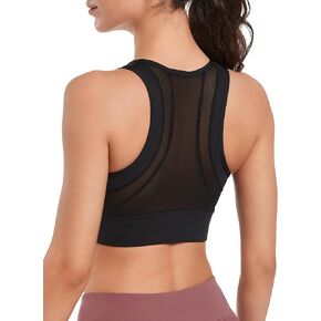 Yvette Zip Front Closure Sports Bra High Impact Sports Bras for Women High Support Large Bust for Running Workout,Black,4XL+