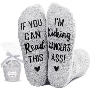 HAPPYPOP Unisex Fuzzy Socks Inspirational Socks Breast Cancer Awareness Socks Chemo Socks, Inspirational Gifts Breast Cancer Awareness Gifts For Men Women