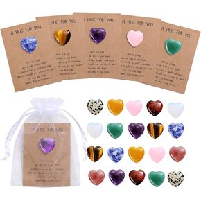 PESOENTH Healing Crystals Heart Stones 40pcs Love Heart Gemstones Crystals Gifts for Women Valentine's Day,Heart Pocket Palm Stone for Stress Relief Reiki Chakra Meditation