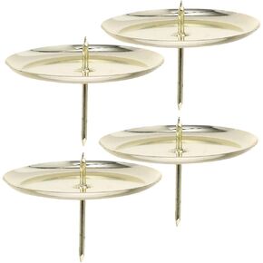 Amosfun 4pcs Round Iron Candle Holders with Stake Base for Home Party Cake Decoration or Yard Lawn Use