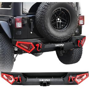 المصد الأمامي OEDRO متوافق مع 2018-2024 Jeep Wrangler JL & Unlimited JLU (2/4 أبواب)، 2020-2024 Gladiator JT، مصد الطرق الوعرة Rock Crawler مع لوحة ونش وحلقتين على شكل حرف D