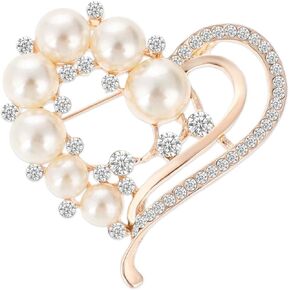Love Heart Brooch Simulated Rhinestone Crystal Scarf Brooch for Women Shawl Pin Clip Bridal Corsage Wedding Party Clothes Accessories