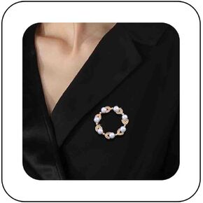 Boho Pearl Leaf Brooch Pin Gold Wreath Brooches Leaf Sweater Brooch Pin Scarf Button Buckle Pearl Circle Brooches Pin Leaf Leaves Brooch Lapel Pin Decorative for Women Gift in Kuwait