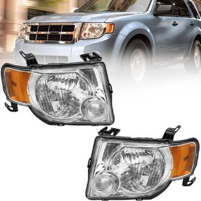 Headlight Assembly Fit For 2008 2009 2010 2011 2012 Ford Escape SUV, Driver and Passenger Side headlamp,Bulbs Not Included