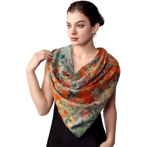 PoeticEHome 100% Pure Soft Cashmere Shawl Wrap Scarf - Large Square Pashmina for Women - Art Collection Gift