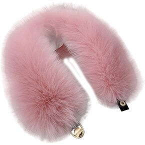 Eforcase Faux Fur Collar Women's Neck Warmer Scarf Wrap Faux Fur Collar Detachable Fluffy Scarf Collar with Button