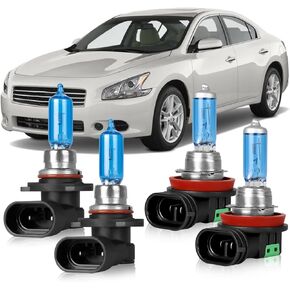 OQSNCV Fit for Nissan Maxima (2009-2015) Halogen Headlight Bulbs,9005 High Beam + H11 Low Beam Light Headlamp Replacement Bulbs Kit, Pack of 4