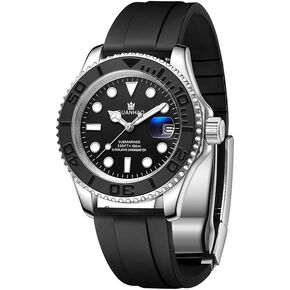 Men's Automatic Mechanical Diving Watch， 40mm Luminous Dial， 100M Waterproof， Luxury Fashion Business Casual Sport Designer Genuine Watch with Calendar， Rubber