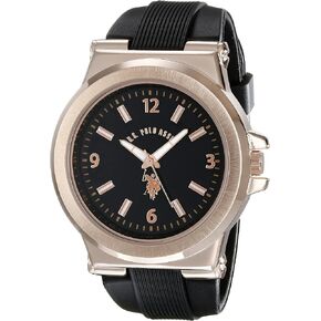 U.S. Polo Assn. Sport Men's USC90006 Rose Gold-Tone and Black Silicone Strap Watch