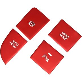 Electronic Handbrake Drive Mode Switch Button Cover Trim for Hyundai Elantra 2021-2023 Aluminum Alloy Red (Set of 4)