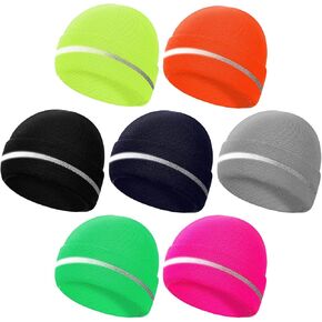 7 قطع عاكسة قبعة متماسكة عالية الوضوح قبعات السلامة شتاء دافئ للجنسين عاكسة للرجال النساء العمل الجري متعدد الألوان in Kuwait