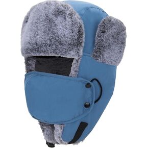 Trapper Hat Russian Warm Winter Hats for Men Windproof with Face Cover and Ear Flaps