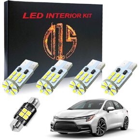 مجموعة إضاءة داخلية LED ملحقات لسيارة Toyota Corolla Sedan Hatchback 2000-2022 6000k مصابيح لوحة ترخيص بيضاء على شكل قبة (8 قطع)
