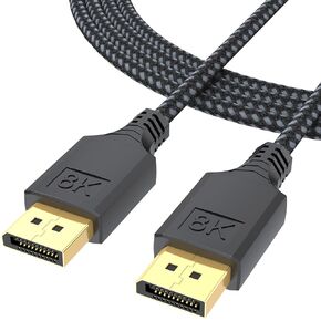 DisplayPort Cable 1.4 3Ft, DP Cables Display Port DP Cord 3 Feet (8K@60Hz, 4K@144Hz, 2K@240Hz, 32.4Gbps) Braided Male to Male Compatible for Computer Monitor PC Gaming Laptop TV