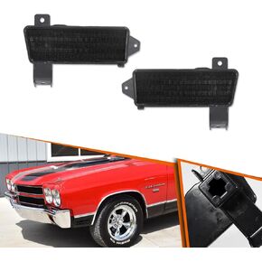 ADIIL Clear Lens LH+RH Pair Front Fender Lower Side Marker Light Lamp For 1970 Chevy Chevelle El Camino