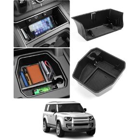 منظم وحدة التحكم المركزية قطعتين من Karltys لملحقات Land Rover Defender 2020-2025 90 110 130 (ليس لإصدار الثلاجة)، صينية وحدة تحكم وسطية ABS متينة وصينية إدخال صندوق تخزين مسند الذراع in Kuwait