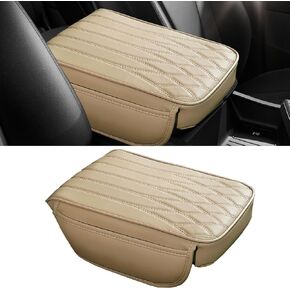 Car Armrest Cover, Car Center Console Protector, Elbow Pillow Armrest Seat Box with Organizer Pockets Storage Bag Interior Protection for Car Vehicle SUV Truck (Brown)