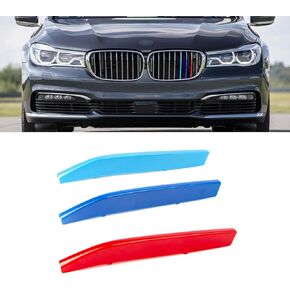 x xotic tech M-Colored Tri Grille Insert Trims Strips, Front Center Kidney Grilles Compatible with BMW 7 Series G11/G12 2016-2019 740i 750i 750Li Standard Grill (9-Beam Bar)