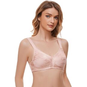 BIMEI Women's Mastectomy Bra Pockets Wireless Post-Surgery Plus Size Sleep Bra -2318,Rose